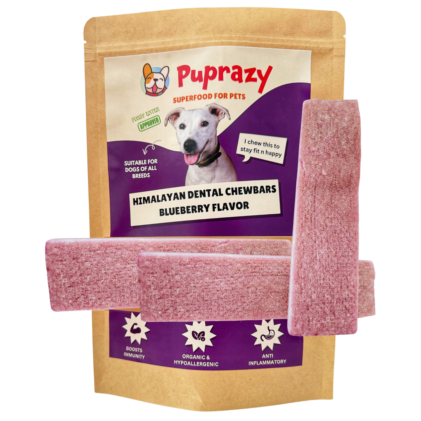 Blueberry flavor- Puprazy Yak Cheese Dog Chew| All life stages| Immunity Booster