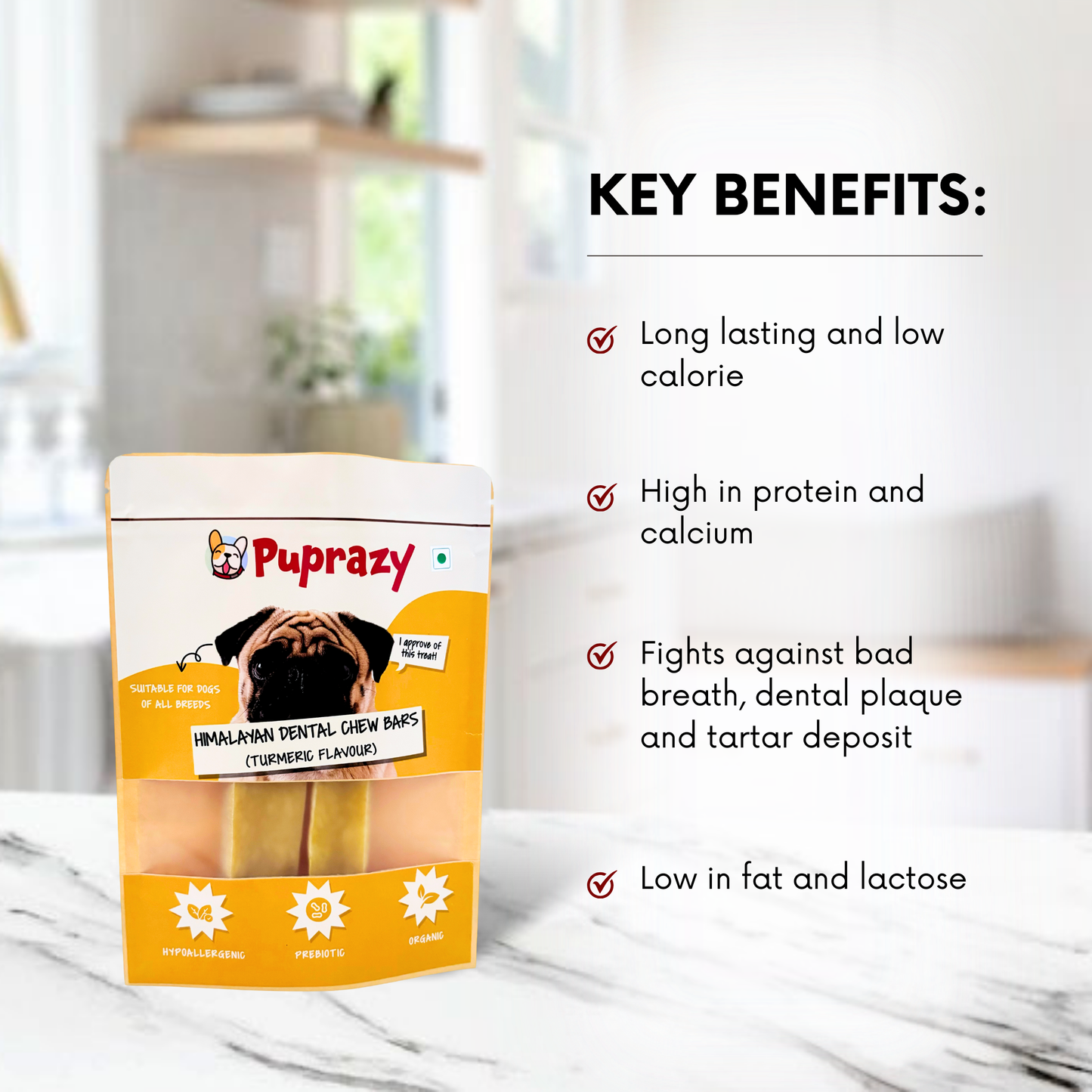 Turmeric flavor- Puprazy Yak Cheese Dog Chew| All life stages| Immunity Booster