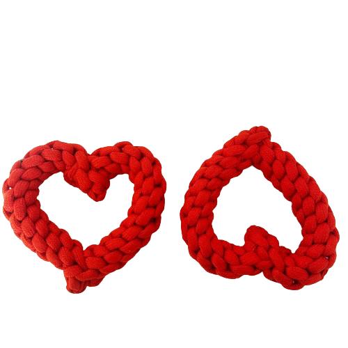 Dog Rope Heart-Shaped Toy- Chewing, Stimulation- Set of 1