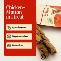 Puprazy Organic Mutton Chicken Dog Treat Munchy Sticks, No Preservatives