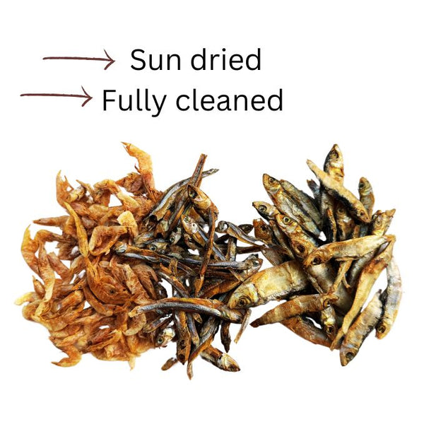 Dehydrated seafood cocktail treats| Dogs, Cats| Prawns, Anchovies, Sardines (70g, All 3)