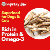 Dehydrated seafood cocktail treats| Dogs, Cats| Prawns, Anchovies, Sardines (70g, All 3)