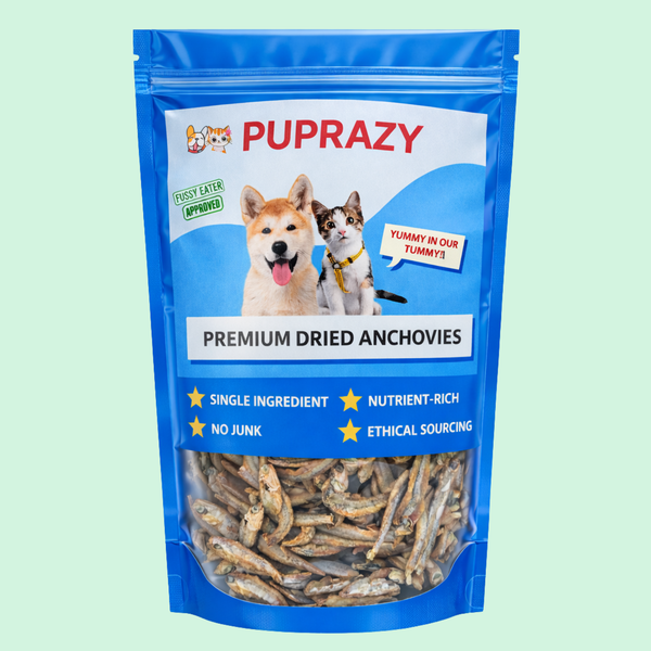 Puprazy Dehydrated Anchovies Treats for Dogs & Cats