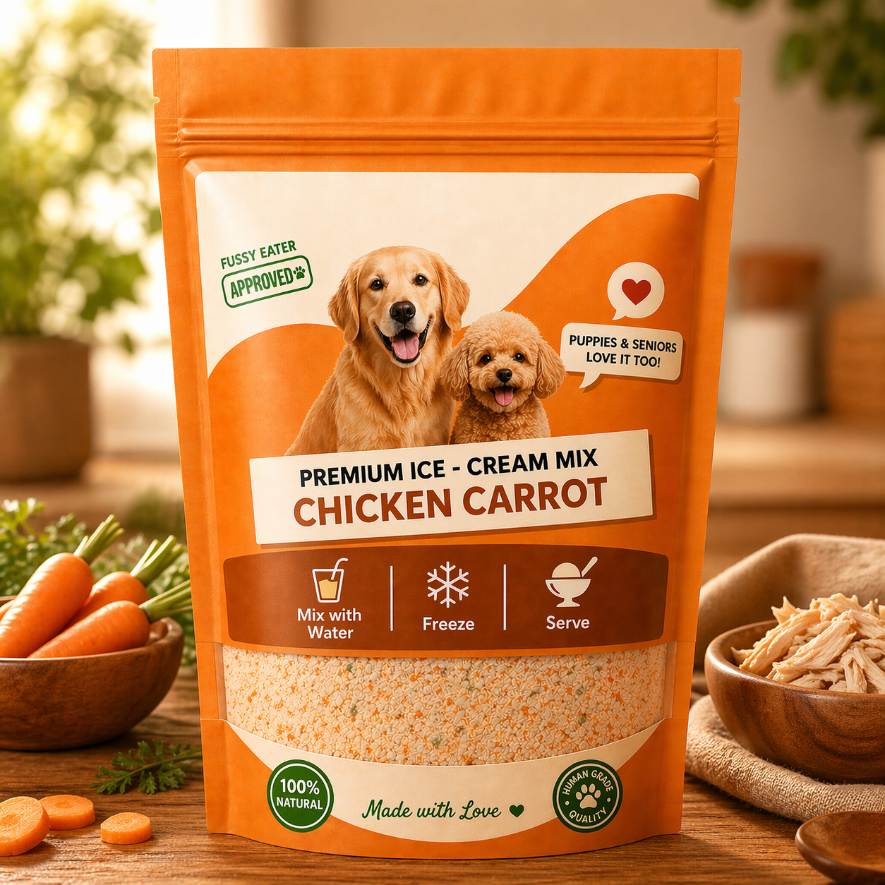 Puprazy Chicken Dog Ice Cream Mix | Natural, Grain-Free & Lactose-Free Frozen Treat for Dogs | DIY Mix