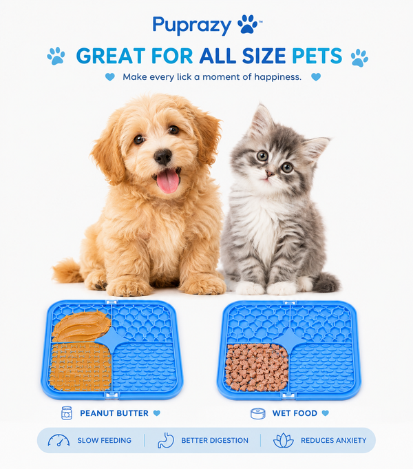 Puprazy Lick Mat for Dogs & Cats – Slow Feeder with Suction Cups | Pet Enrichment Toy for Anxiety Relief, Training, Grooming & Boredom Reduction | BPA-Free Silicone