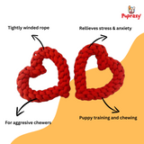 Dog Rope Heart-Shaped Toy- Chewing, Stimulation- Set of 1