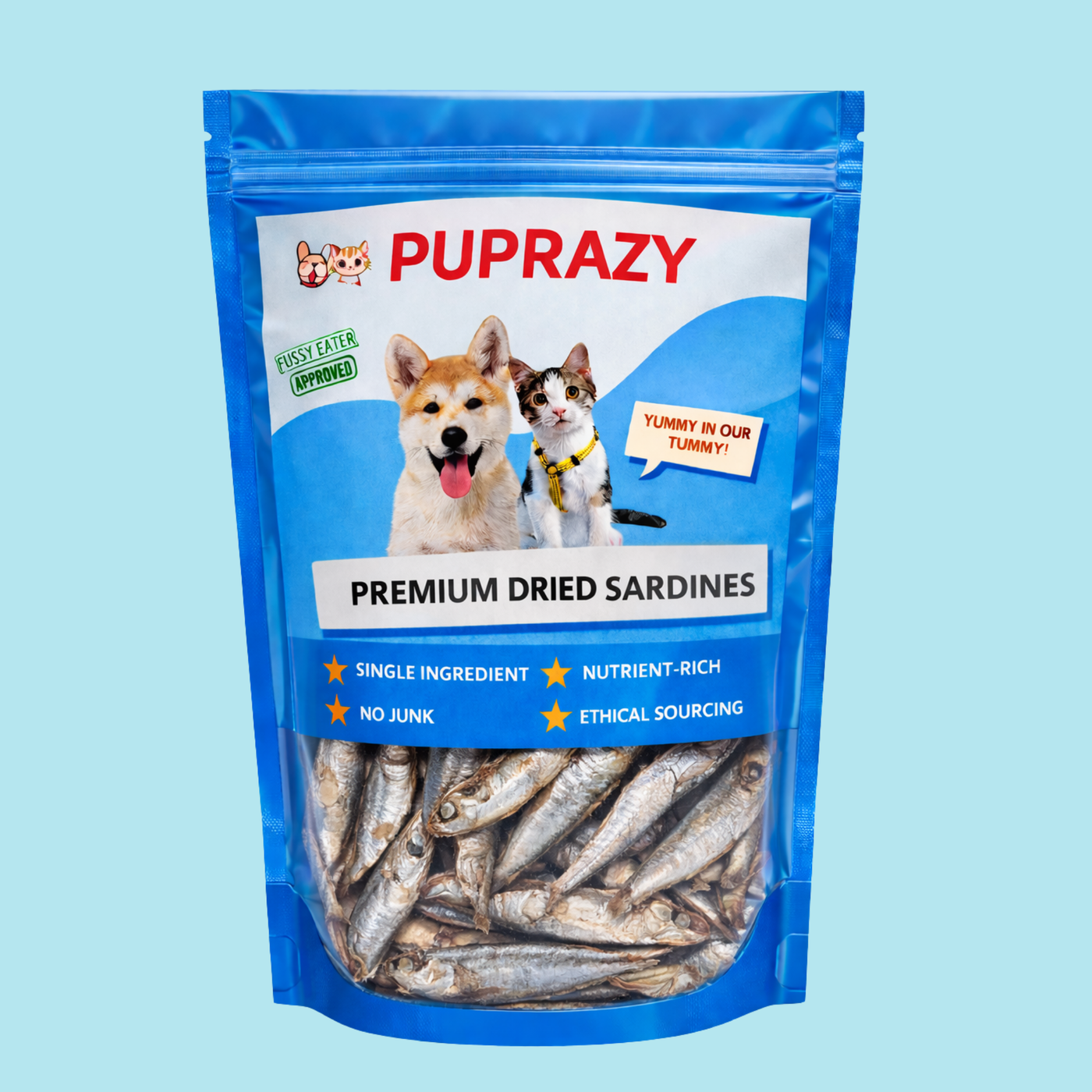 Puprazy Dehydrated Sardines Treats for Dogs & Cats