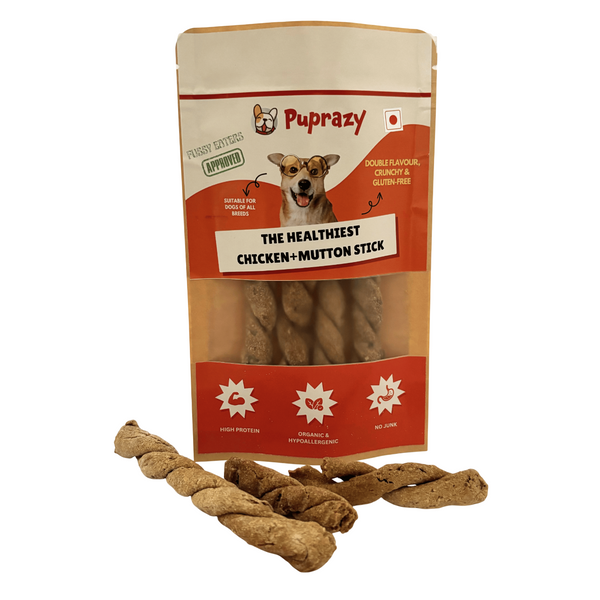 Puprazy Organic Mutton Chicken Dog Treat Munchy Sticks, No Preservatives