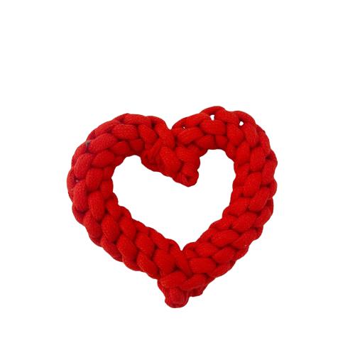 Dog Rope Heart-Shaped Toy- Chewing, Stimulation- Set of 1