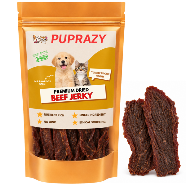 Puprazy beef jerky single ingredient dog and cat treats 